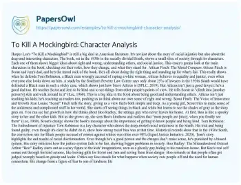 Essay on To Kill a Mockingbird: Character Analysis