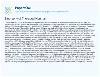 Essay on Biography of Thurgood Marshall