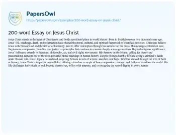 Essay on 200-word Essay on Jesus Christ