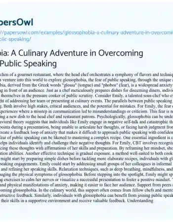 Essay on Glossophobia: a Culinary Adventure in Overcoming the Fear of Public Speaking