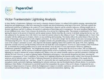 Essay on Victor Frankenstein Lightning Analysis