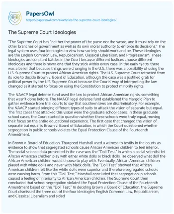 Essay on The Supreme Court Ideologies