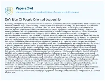 Essay on Definition of People Oriented Leadership