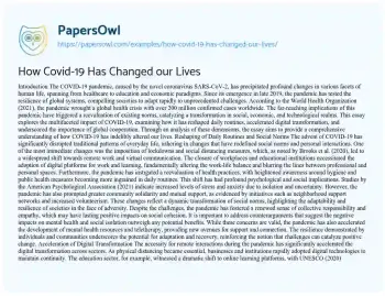 Essay on How Covid-19 has Changed our Lives