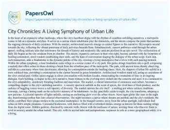 Essay on City Chronicles: a Living Symphony of Urban Life