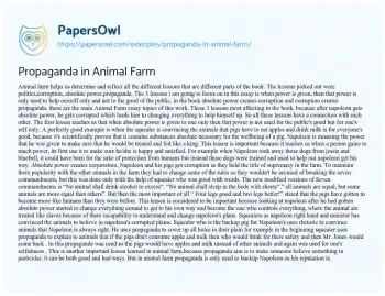 Essay on Propaganda in Animal Farm