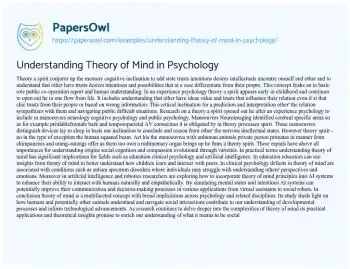 Essay on Understanding Theory of Mind in Psychology