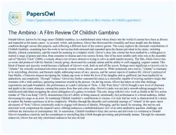 Essay on The Ambino : a Film Review of Childish Gambino