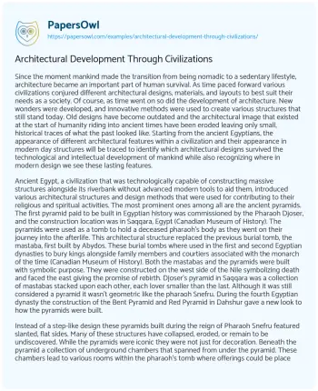 Essay on Architectural Development through Civilizations