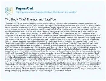 Essay on The Book Thief Themes and Sacrifice