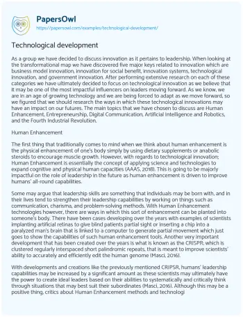 Essay on Technological Development