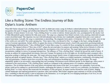 Essay on Like a Rolling Stone: the Endless Journey of Bob Dylan’s Iconic Anthem