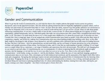 Essay on Gender and Communication