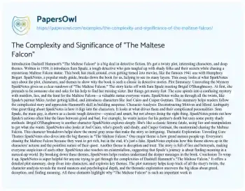 Essay on The Complexity and Significance of “The Maltese Falcon”