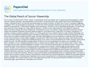 Essay on The Global Reach of Soccer Viewership