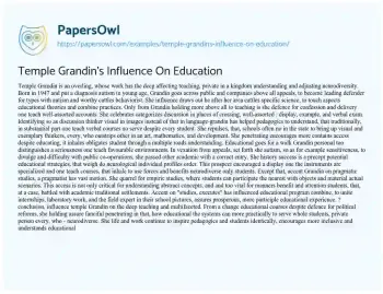 Essay on Temple Grandin’s Influence on Education