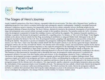 Essay on The Stages of Hero’s Journey