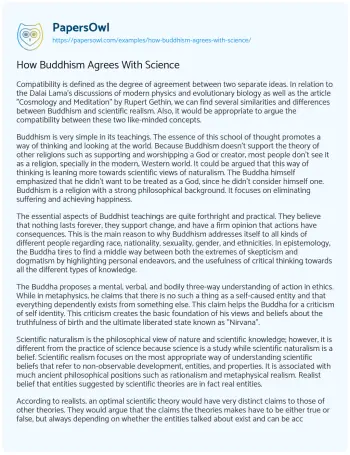 Essay on How Buddhism Agrees with Science