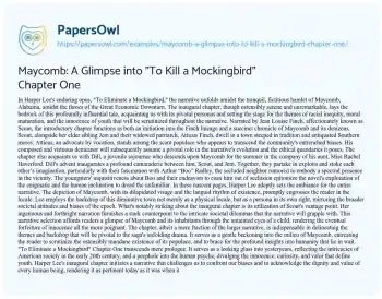 Essay on Maycomb: a Glimpse into “To Kill a Mockingbird” Chapter One