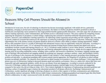 Essay on Reasons why Cell Phones should be Allowed in School