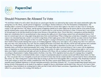 Essay on Should Prisoners be Allowed to Vote