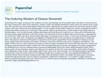 Essay on The Enduring Wisdom of Eleanor Roosevelt