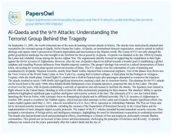 Essay on Al-Qaeda and the 9/11 Attacks: Understanding the Terrorist Group Behind the Tragedy