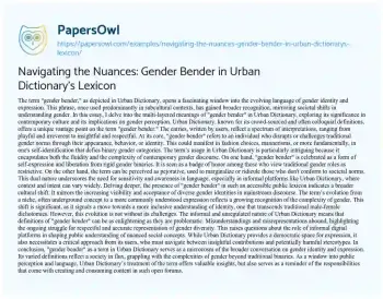 Essay on Navigating the Nuances: Gender Bender in Urban Dictionary’s Lexicon