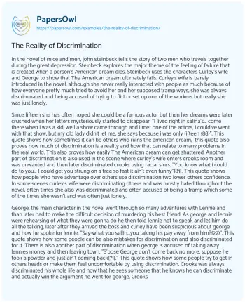 Essay on The Reality of Discrimination