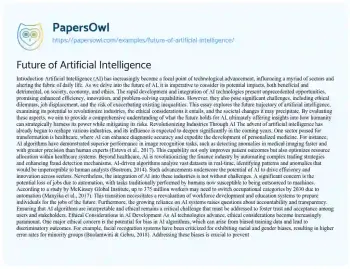 Essay on Future of Artificial Intelligence