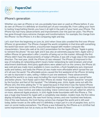 Essay on IPhone’s Generation