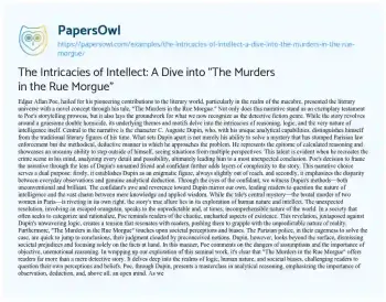 Essay on The Intricacies of Intellect: a Dive into “The Murders in the Rue Morgue”