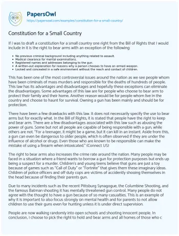 Essay on Constitution for a Small Country