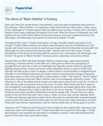 Essay on The Genre of “Black Panther” is Fantasy