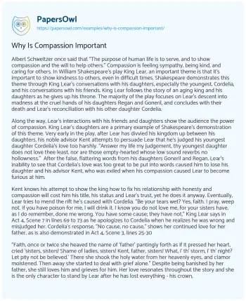 Essay on Why is Compassion Important