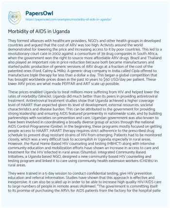 Essay on Morbidity of AIDS in Uganda