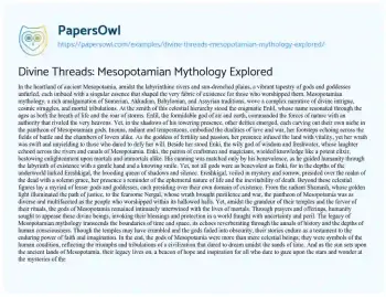 Essay on Divine Threads: Mesopotamian Mythology Explored