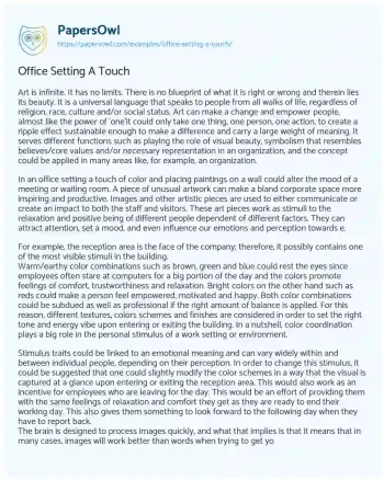 Essay on Office Setting a Touch