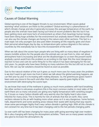 Essay on Causes of Global Warming