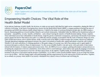 Essay on Empowering Health Choices: the Vital Role of the Health Belief Model