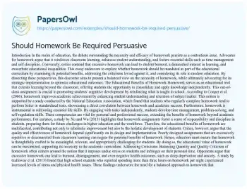 Essay on Should Homework be Required Persuasive