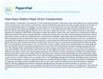 Essay on How does Walton Meet Victor Frankenstein