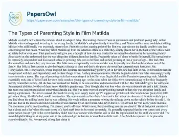 Essay on The Types of Parenting Style in Film Matilda