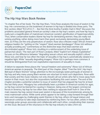 Essay on The Hip Hop Wars Book Review