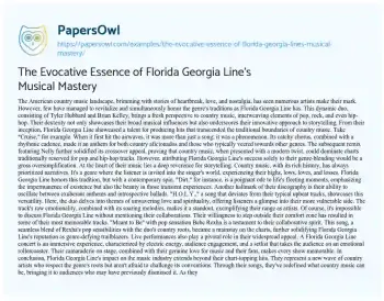 Essay on The Evocative Essence of Florida Georgia Line’s Musical Mastery