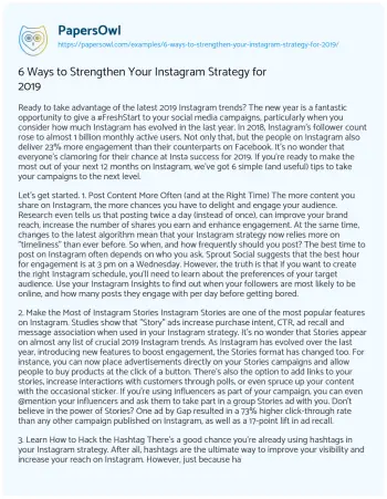 Essay on 6 Ways to Strengthen your Instagram Strategy for 2019