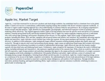 Essay on Apple Inc. Market Target