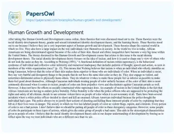 Essay on Human Growth and Development