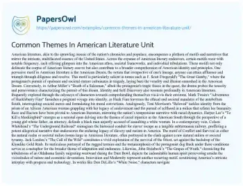 Essay on Common Themes in American Literature Unit