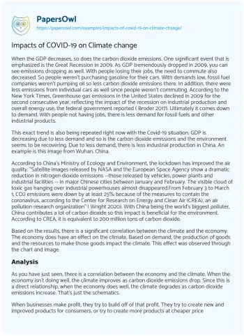 Essay on Impacts of COVID-19 on Climate Change